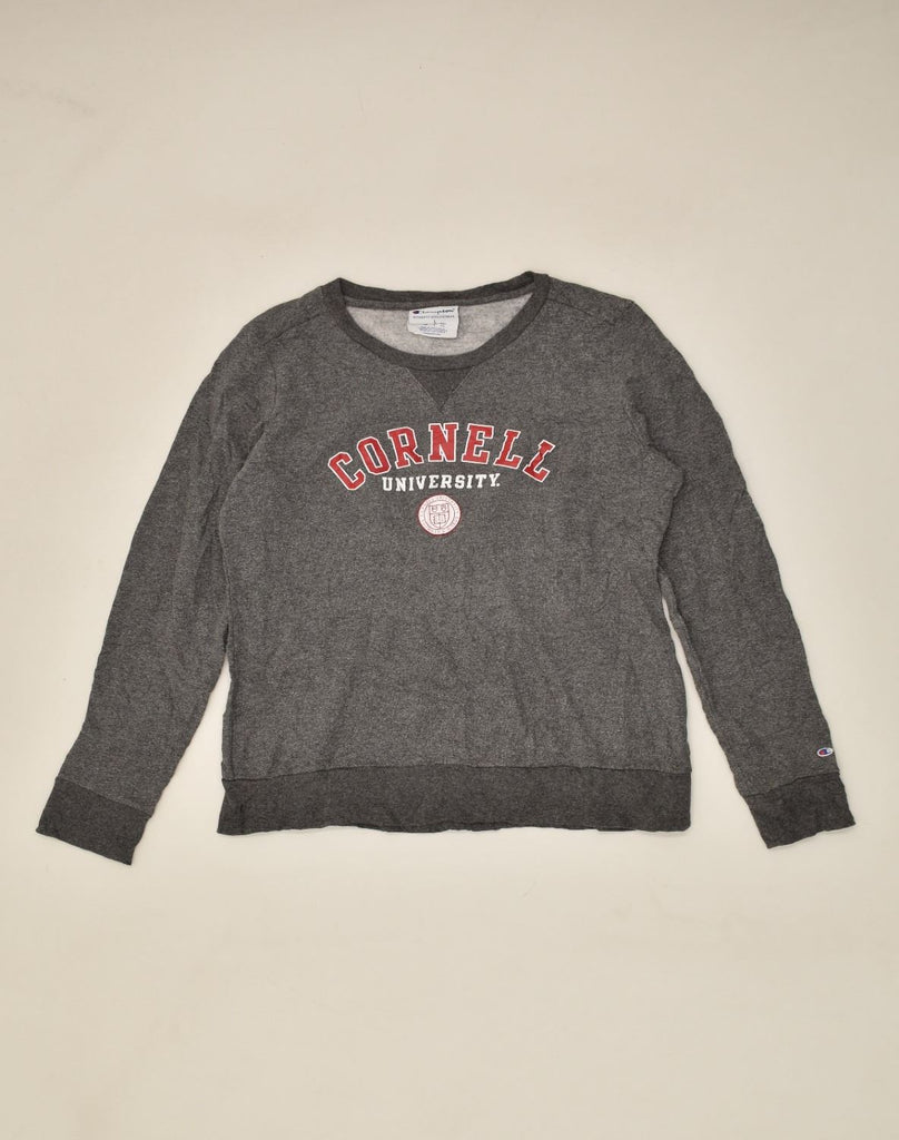 CHAMPION Womens Graphic Sweatshirt Jumper UK 14 Large Grey Cotton | Vintage Champion | Thrift | Second-Hand Champion | Used Clothing | Messina Hembry 