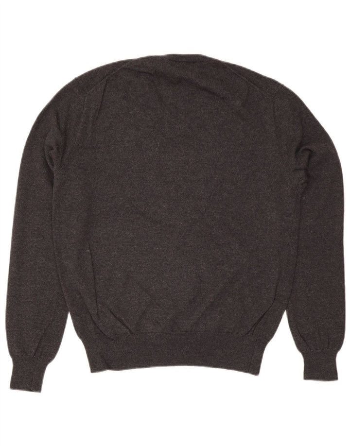 Polo Ralph Lauren Mens V-Neck Jumper Sweater Medium Grey Wool