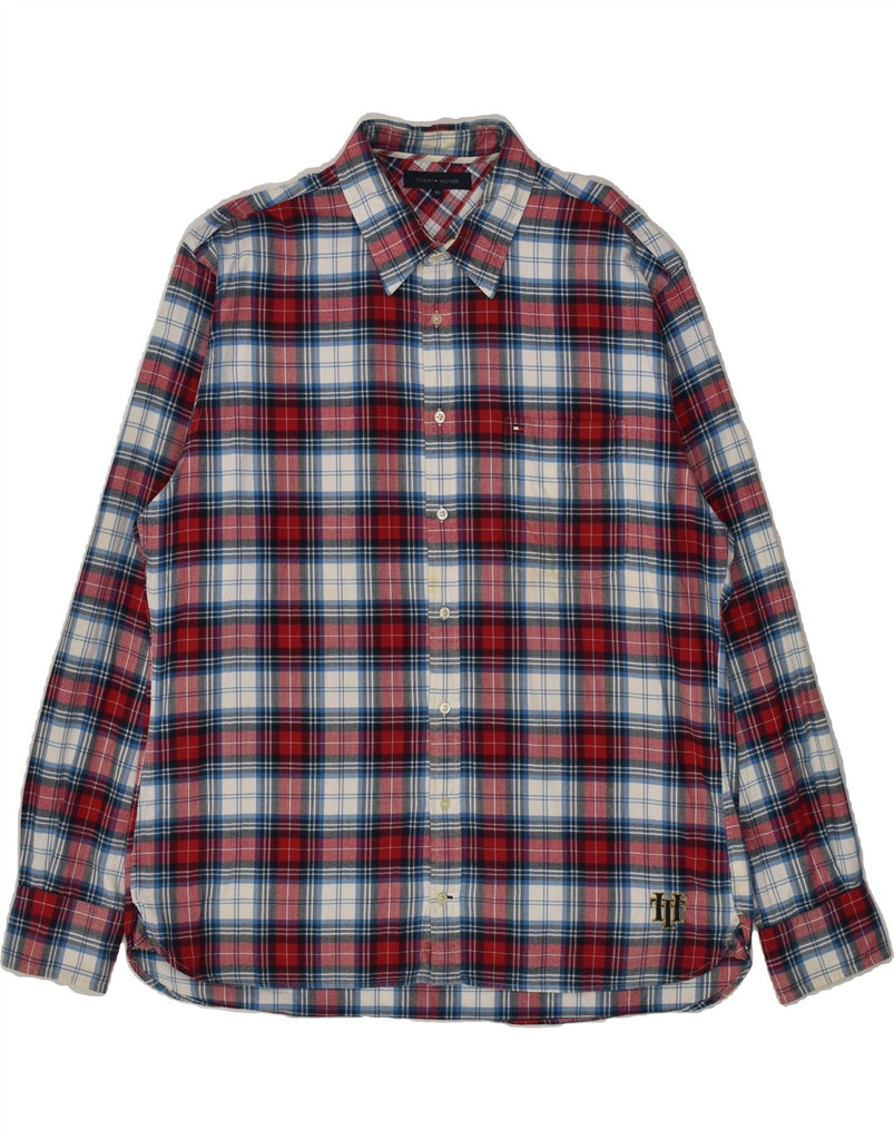 TOMMY HILFIGER Mens Flannel Shirt XL Red Check Cotton | Vintage Tommy Hilfiger | Thrift | Second-Hand Tommy Hilfiger | Used Clothing | Messina Hembry 