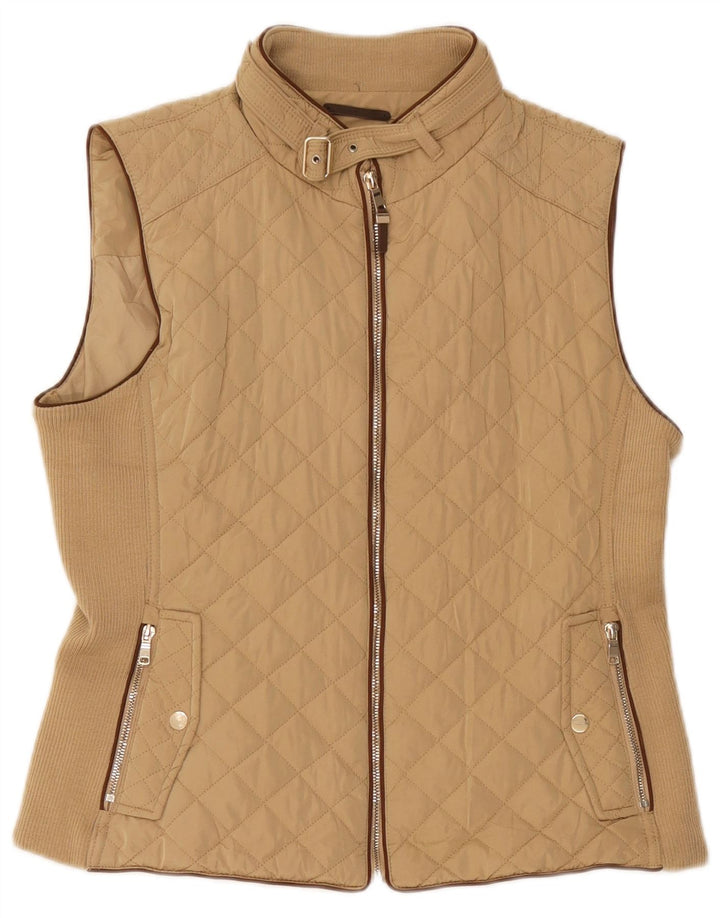 Zara Womens Quilted Gilet UK 18 XL Beige