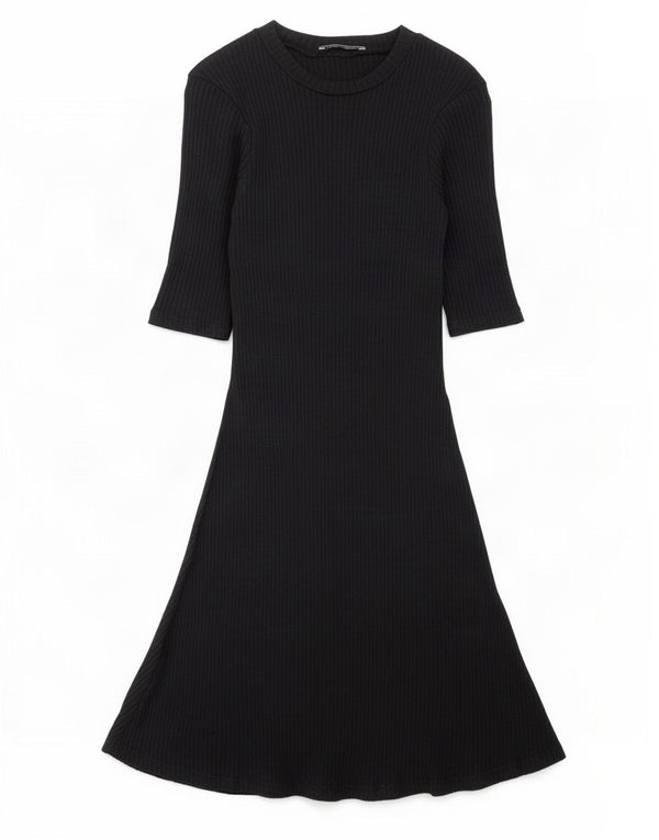 Zara Womens Trafaluc 3/4 Sleeve Jumper Dress UK 8 Small Black
