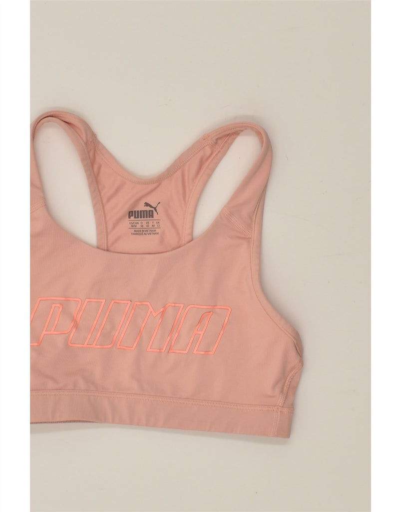 PUMA Womens Graphic Sport Bra Top UK 12 Medium Pink | Vintage Puma | Thrift | Second-Hand Puma | Used Clothing | Messina Hembry 