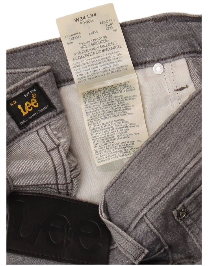 LEE Mens Powell Slim Jeans W34 L34 Grey Cotton