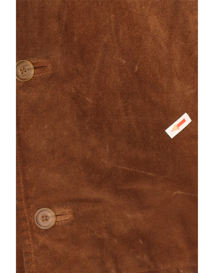 Vintage Mens Suede Jacket IT 54 2XL Brown Leather