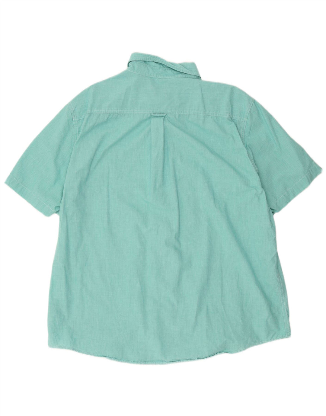 Chaps Mens Easy Care Short Sleeve Shirt 2XL Turquoise Houndstooth Cotton