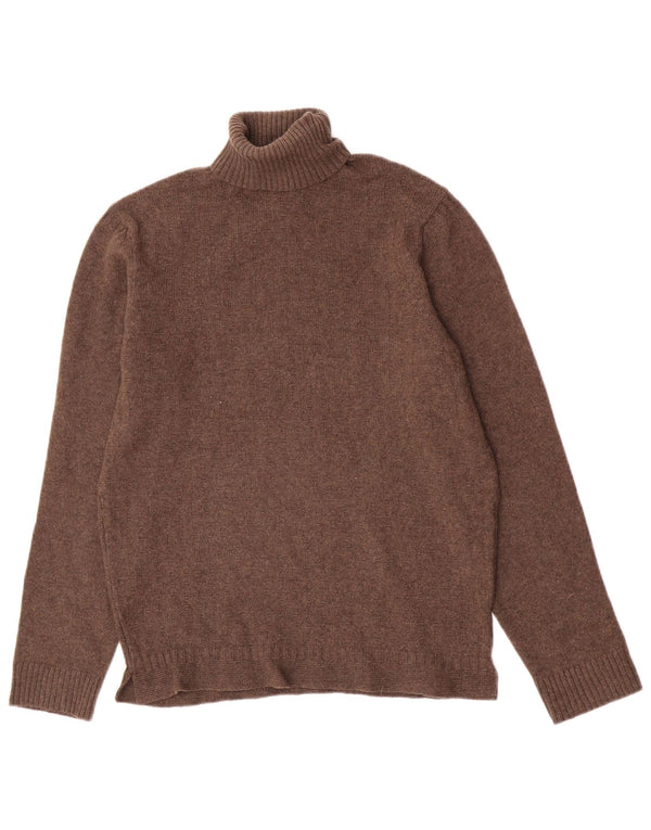 Massimo Dutti Womens Roll Neck Jumper Sweater UK 12 Medium Brown Wool