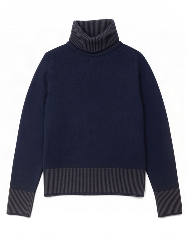 Bikkembergs Womens Roll Neck Jumper Sweater UK 10 Small Blue Colourblock