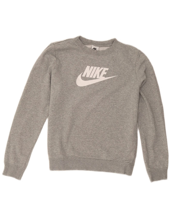 Nike Womens Graphic Oversized Sweatshirt Jumper UK 10 Small Grey Cotton