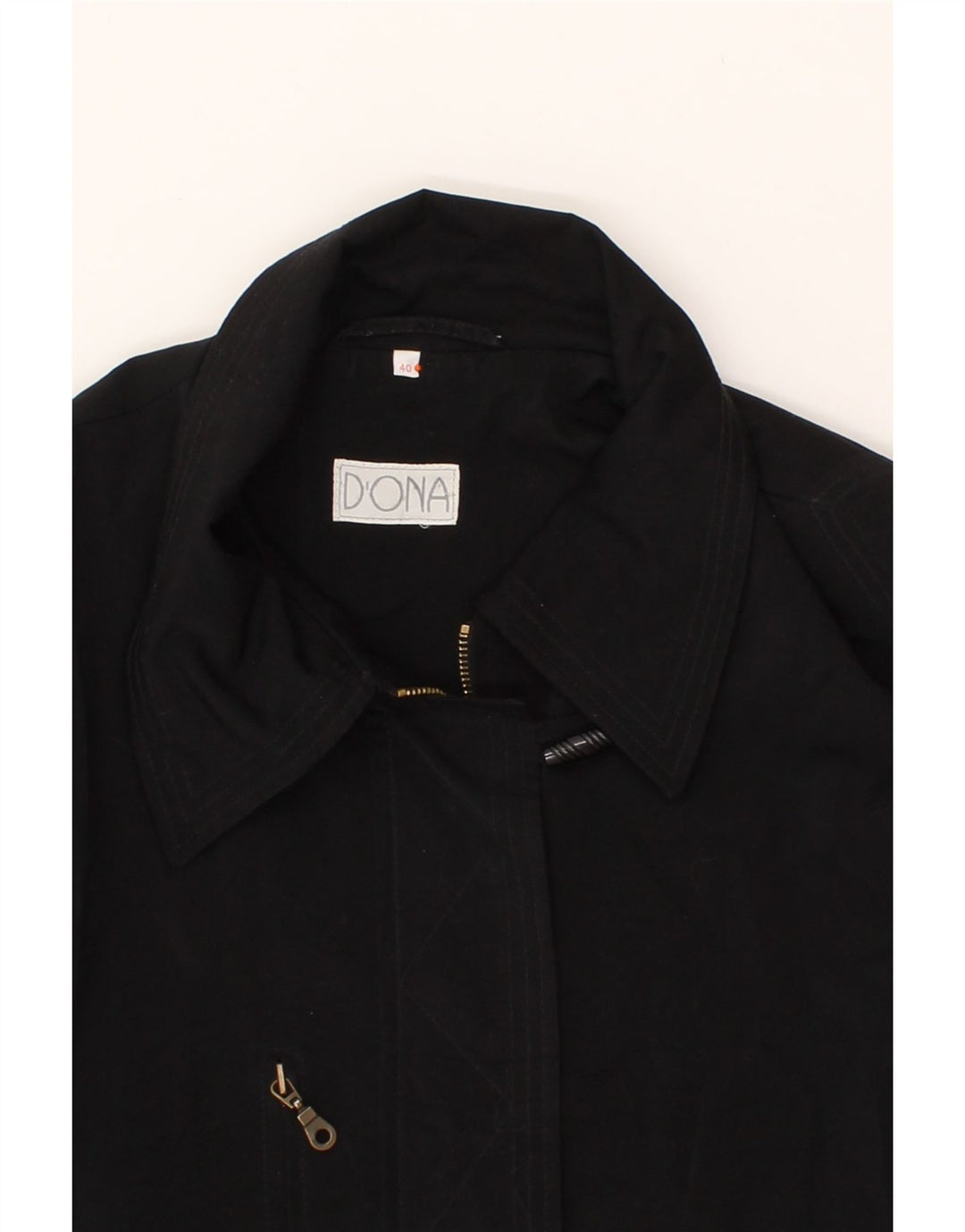 VINTAGE Womens Overcoat EU 40 Medium Black Polyacrylic Vintage Vintage and Second-Hand Vintage from Messina Hembry 