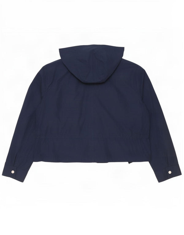 Marks & Spencer Womens Loose Fit Hooded Rain Jacket UK 16 Large Navy Blue