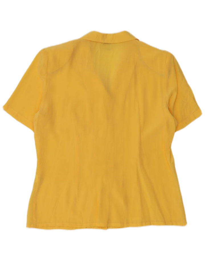 Luisa Spagnoli Womens Short Sleeve Shirt Blouse IT 44 Medium Yellow Silk