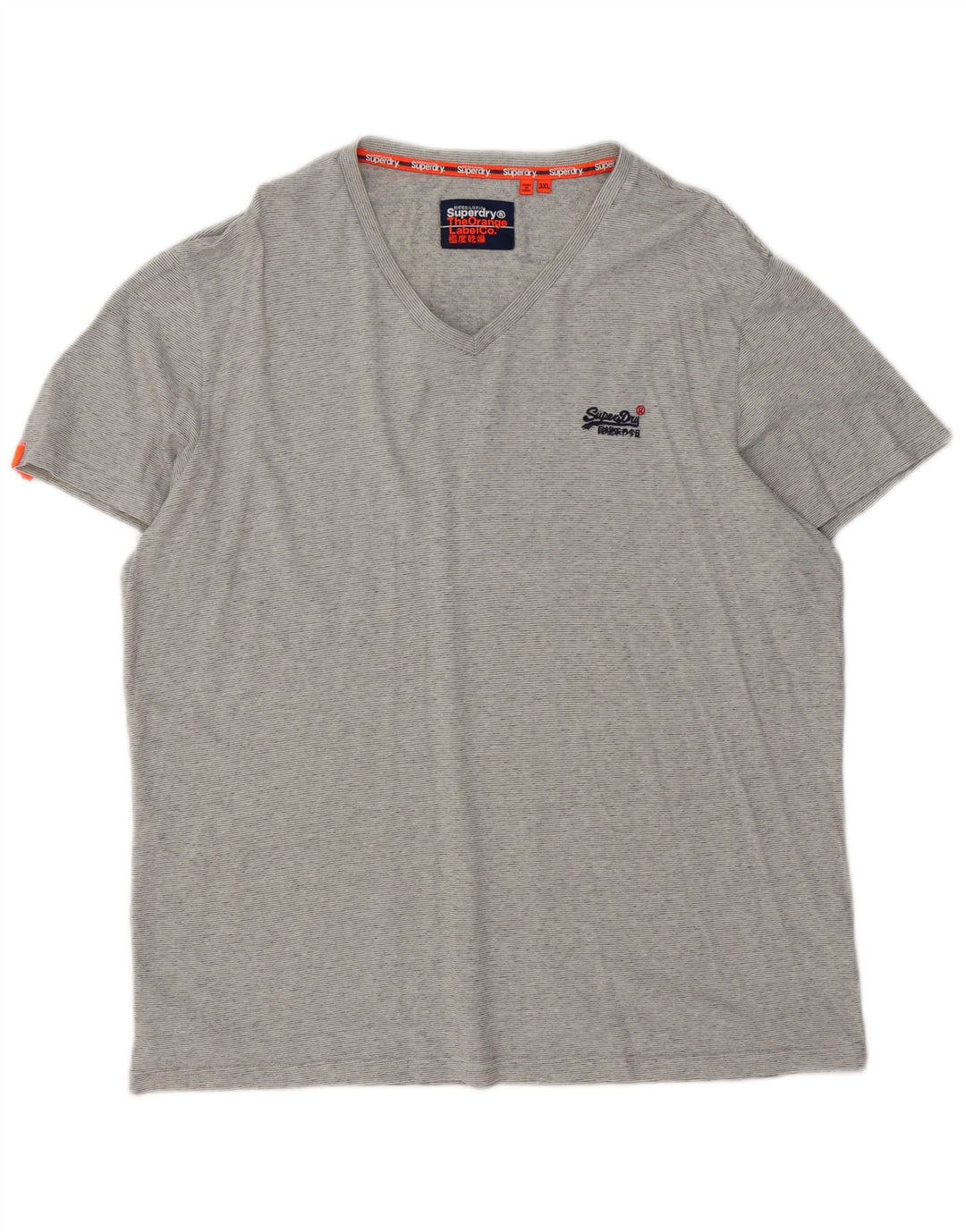 Superdry Womens T-Shirt Top 3XL Grey Striped Cotton