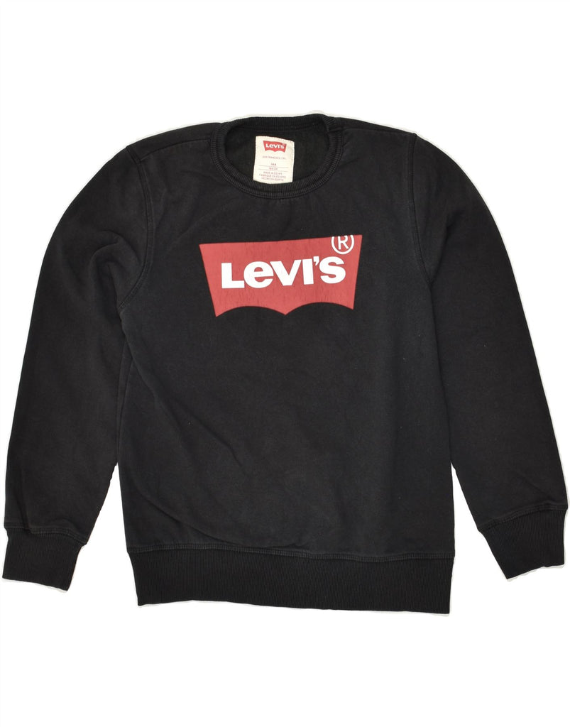 LEVI'S Boys Graphic Sweatshirt Jumper 13-14 Years Black | Vintage Levi's | Thrift | Second-Hand Levi's | Used Clothing | Messina Hembry 