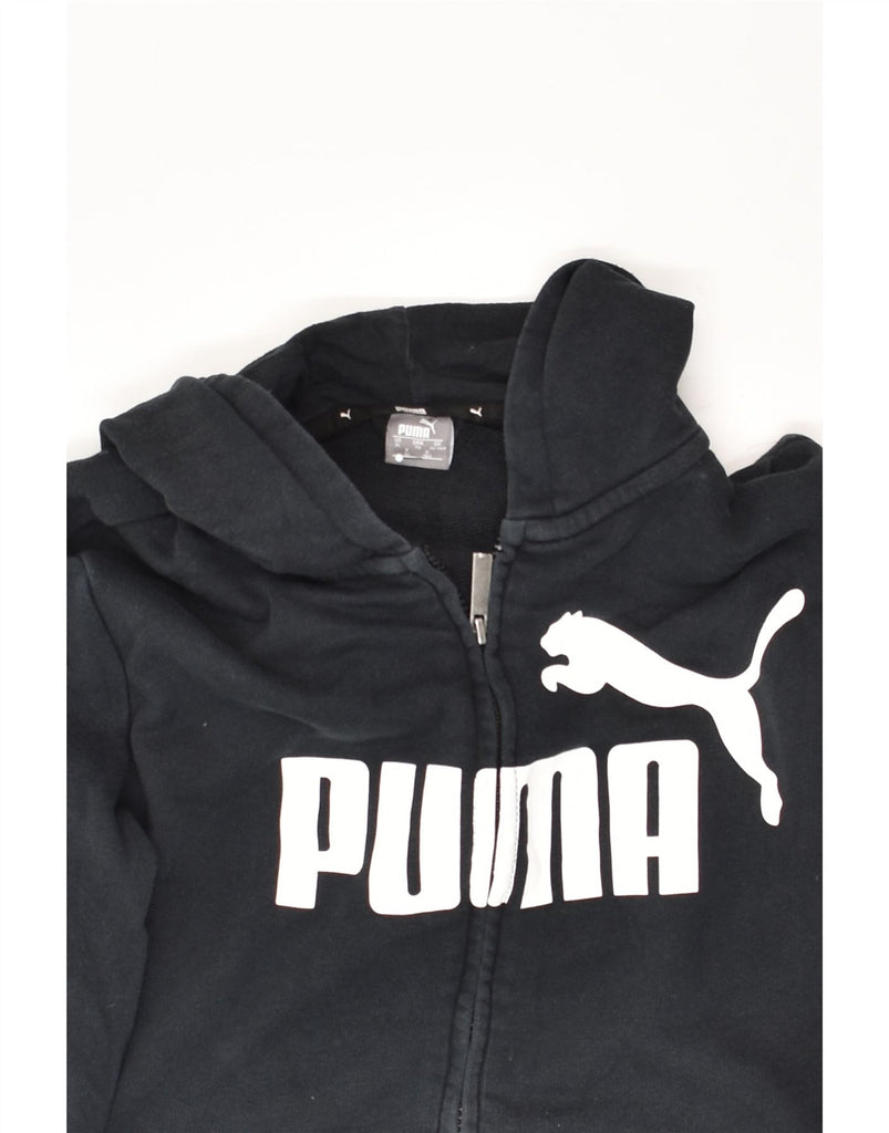 PUMA Boys Graphic Zip Hoodie Sweater 13-14 Years Black Cotton | Vintage Puma | Thrift | Second-Hand Puma | Used Clothing | Messina Hembry 