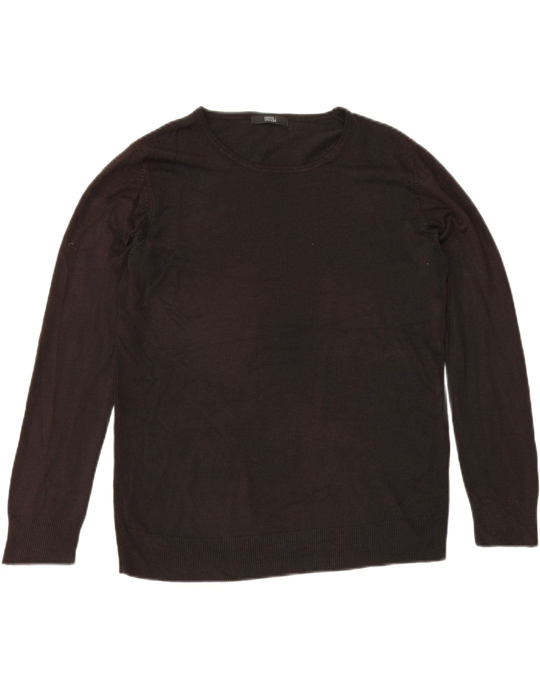 Marks & Spencer Womens Crew Neck Jumper Sweater UK 12 Medium Black Acrylic