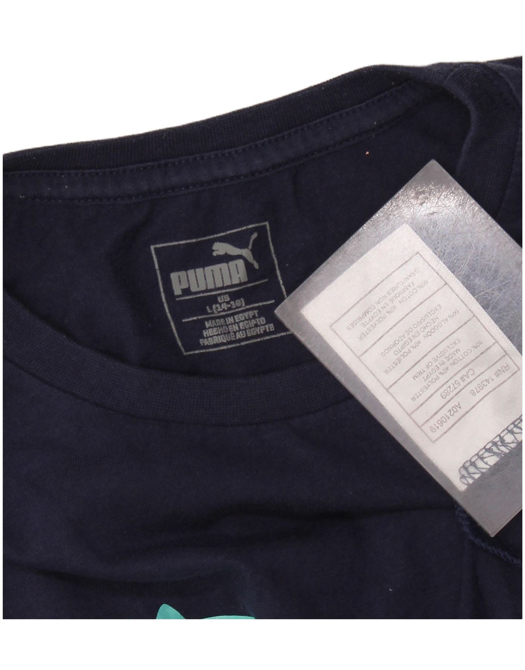 PUMA Boys Graphic T-Shirt Top 14-15 Years Large  Navy Blue Cotton