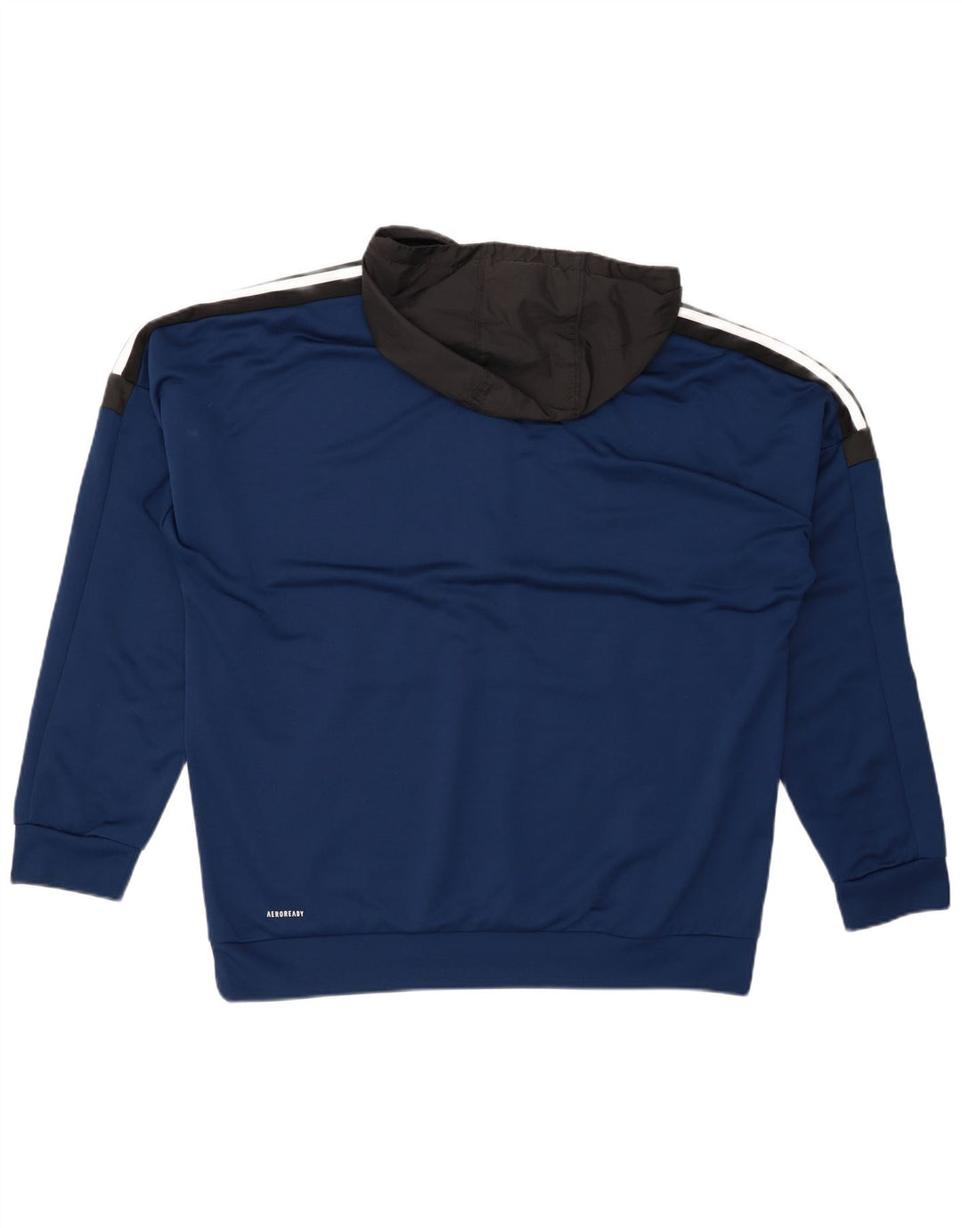 ADIDAS Mens Aeroready Zip Neck Hoodie Jumper XL Navy Blue Colourblock