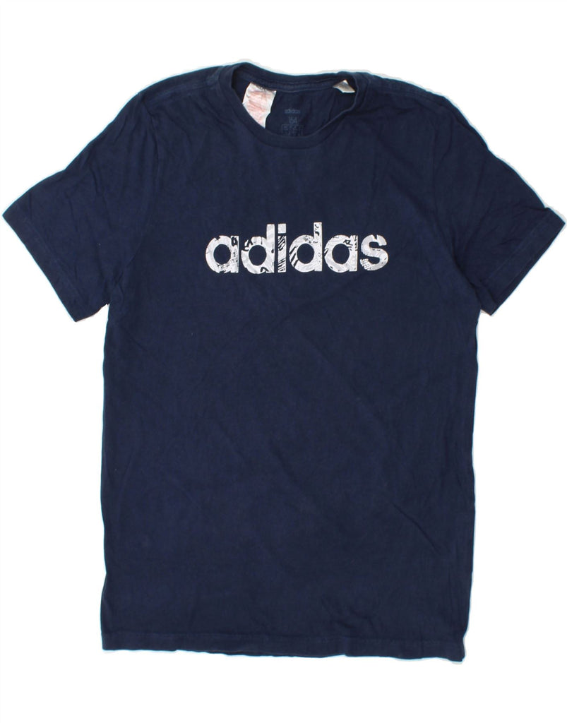 ADIDAS Boys Graphic T-Shirt Top 13-14 Years Navy Blue Cotton Vintage Adidas and Second-Hand Adidas from Messina Hembry 