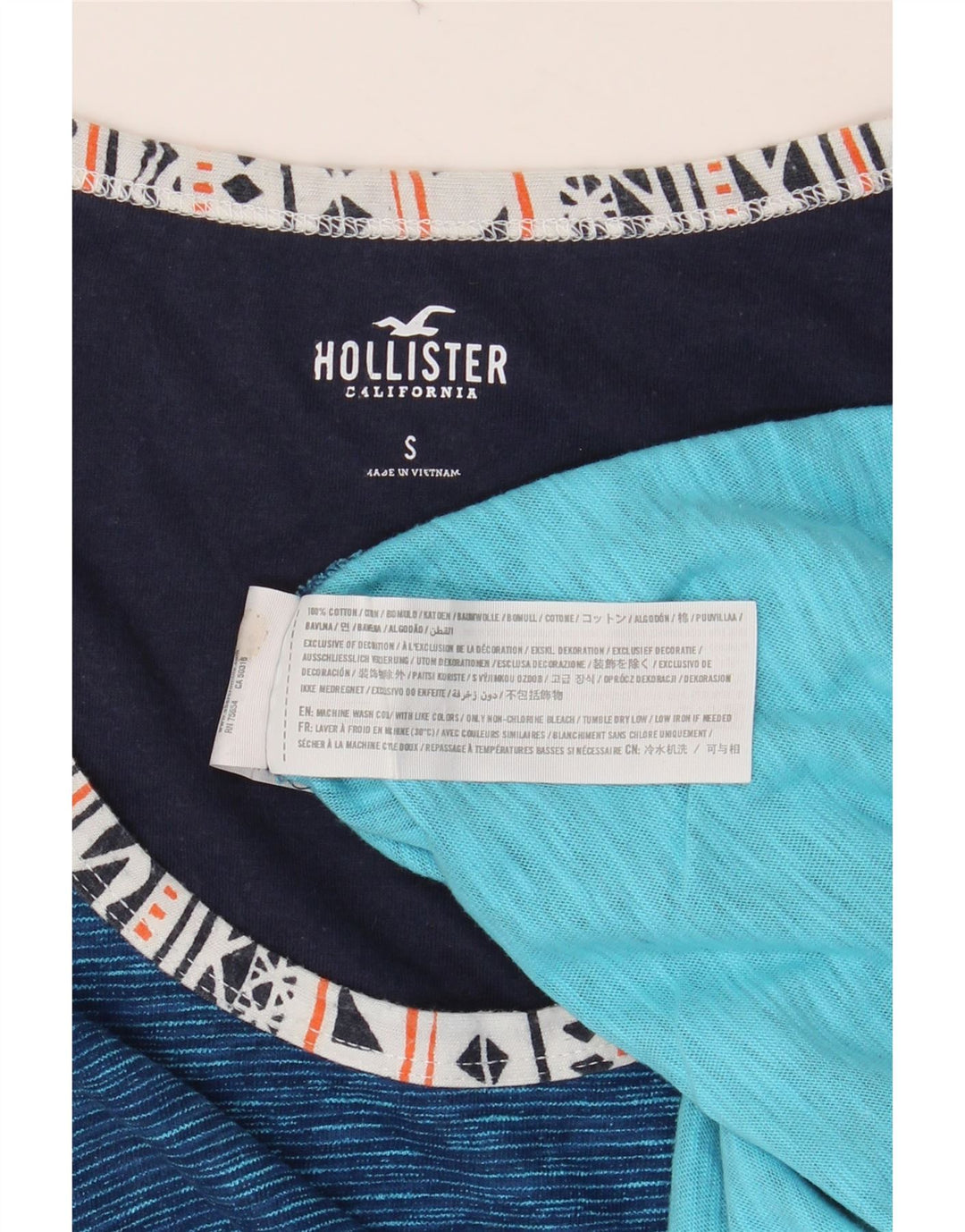 HOLLISTER Mens Vest Top Small Blue Pinstripe Cotton