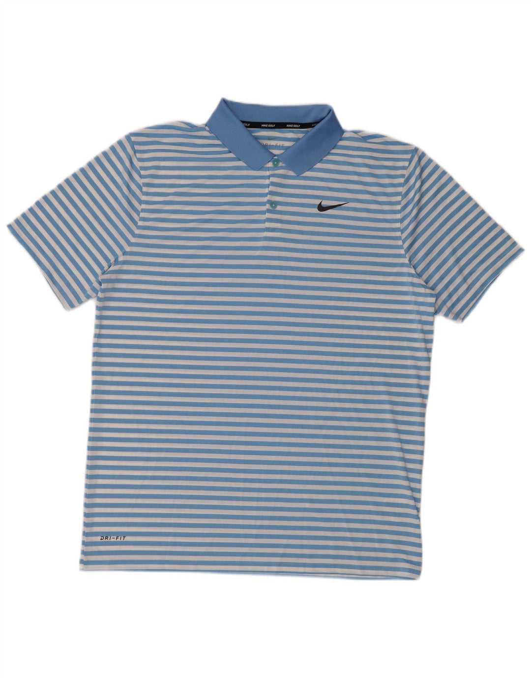 Nike Mens Dri Fit Polo Shirt Large Blue Striped Polyester