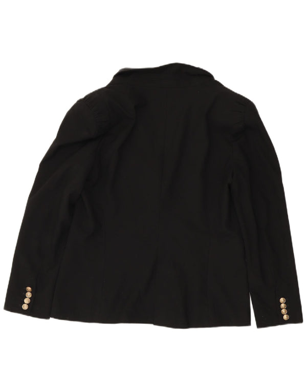 Zara Womens 1 Button Blazer Jacket UK 18 XL Black Polyester