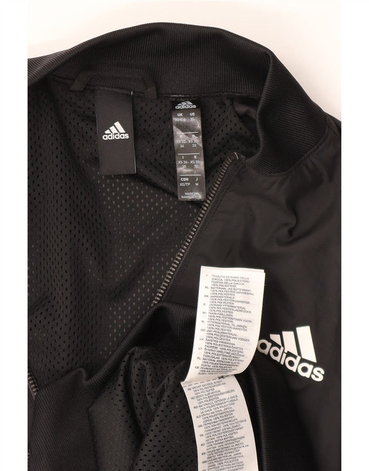 Adidas Womens Bomber Jacket UK 4/6 XS Black Polyester