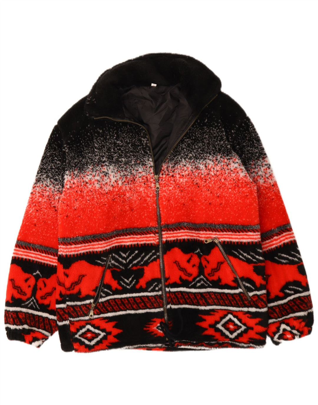 Vintage Mens Cardigan Sweater UK 38 Medium Red Fair Isle