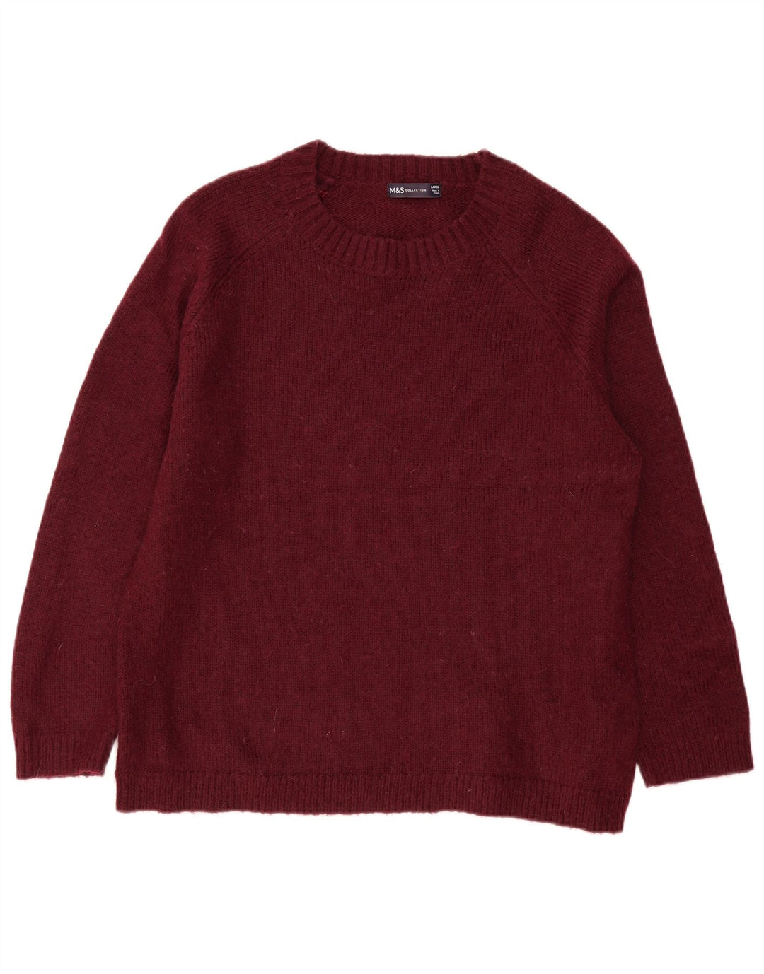 Marks & Spencer Mens Crew Neck Jumper Sweater Large Burgundy Acrylic