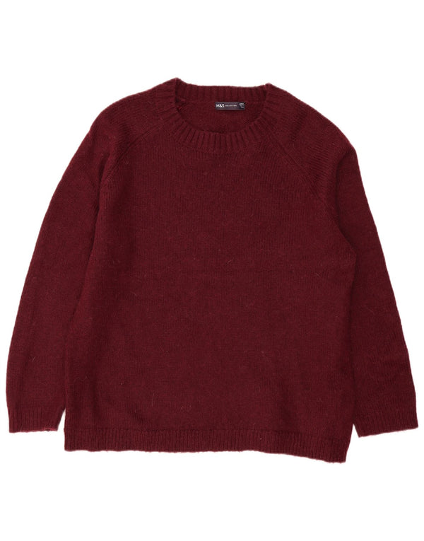 Marks & Spencer Mens Crew Neck Jumper Sweater Large Burgundy Acrylic