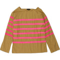 J. CREW Womens Long Sleeve Blouse Top UK 2 2XS Brown Striped Cotton | Vintage J. Crew | Thrift | Second-Hand J. Crew | Used Clothing | Messina Hembry 