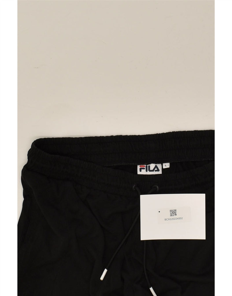 FILA Womens Graphic Sport Shorts UK 14 Large Black | Vintage Fila | Thrift | Second-Hand Fila | Used Clothing | Messina Hembry 