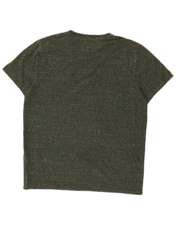 Superdry Mens T-Shirt Top 2XL Khaki Flecked Cotton