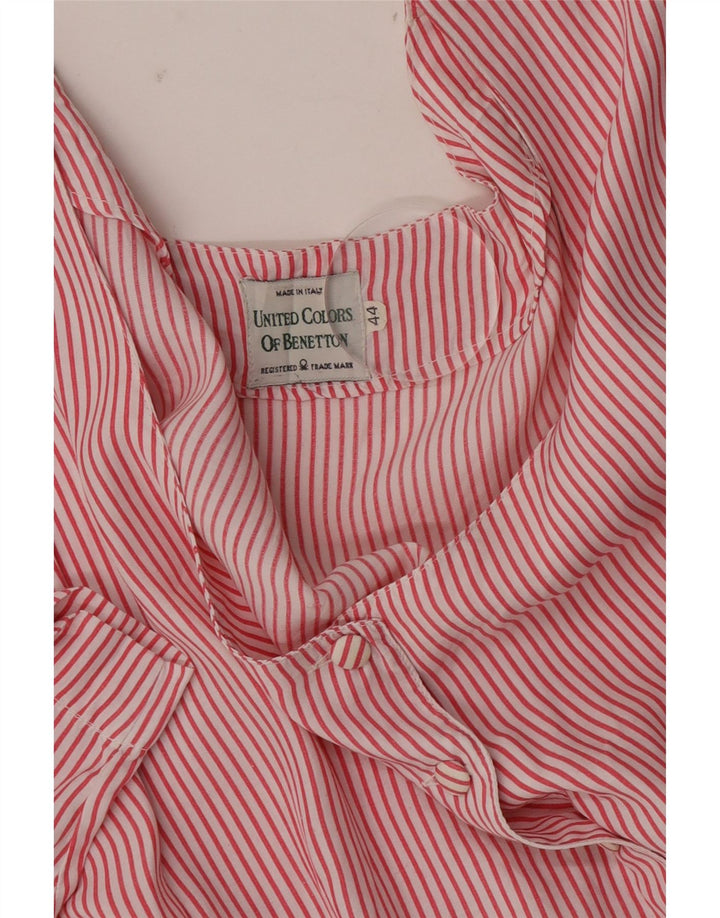 Benetton Womens Short Sleeve Shirt Blouse IT 44 Medium Red Pinstripe