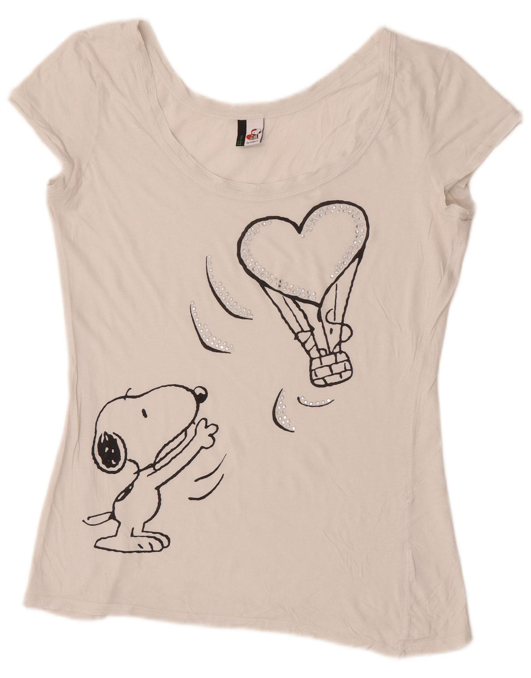 Benetton Womens Peanuts Graphic T-Shirt Top UK 12 Medium White