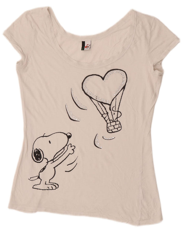 Benetton Womens Peanuts Graphic T-Shirt Top UK 12 Medium White