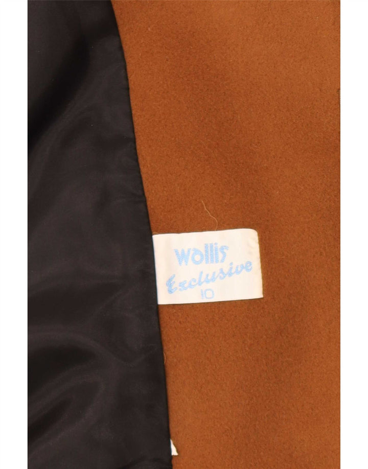 Vintage Womens Oversized Front Tie Overcoat UK 10 Small Brown Colourblock