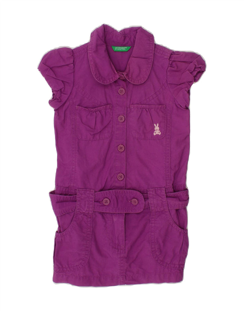 BENETTON Baby Girls Shirt Dress 9-12 Months Purple Cotton Vintage Benetton and Second-Hand Benetton from Messina Hembry 