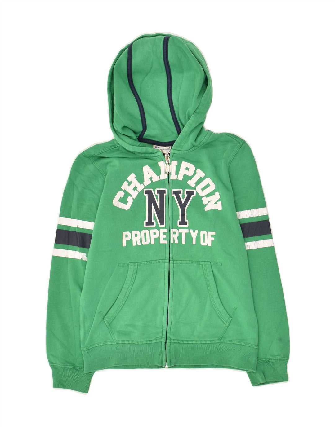 CHAMPION Boys Graphic Zip Hoodie Sweater 7-8 Years Small  Green Cotton | Vintage Champion | Thrift | Second-Hand Champion | Used Clothing | Messina Hembry 