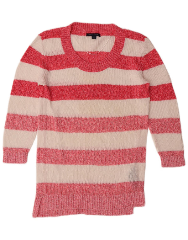 TOMMY HILFIGER Womens Boat Neck Jumper Sweater UK 10 Small Pink Striped