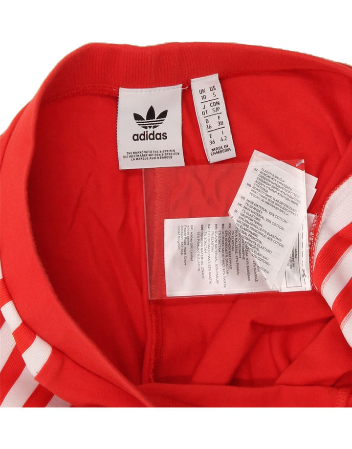ADIDAS Womens Graphic Leggings UK 10 Small  Red Cotton Vintage Adidas and Second-Hand Adidas from Messina Hembry 