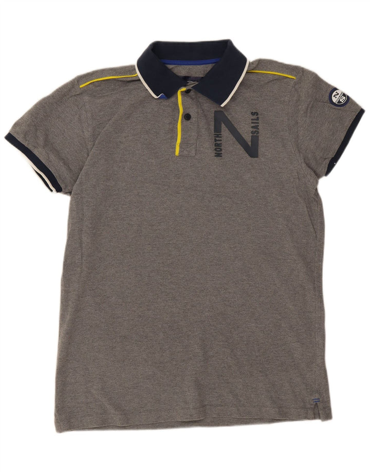 North Sails Mens Graphic Polo Shirt Large Grey Cotton