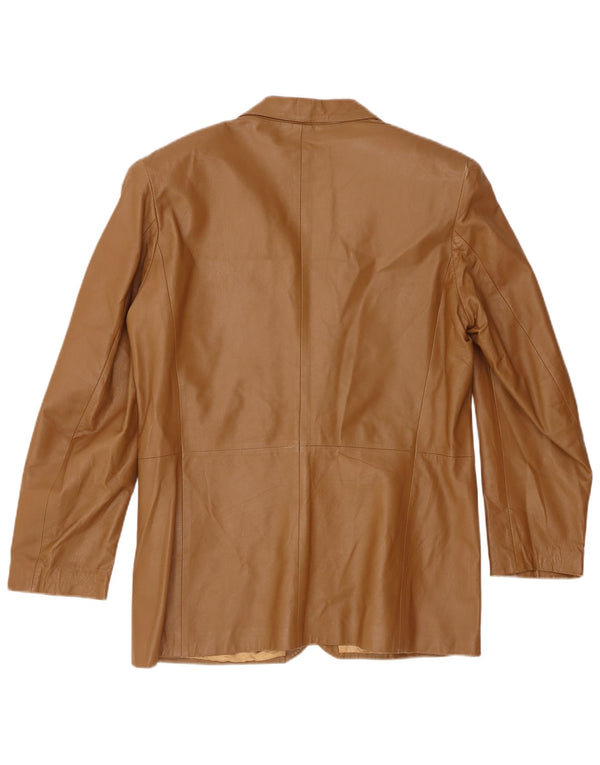 Vintage Mens 2 Button Leather Blazer Jacket IT 50 Large Beige
