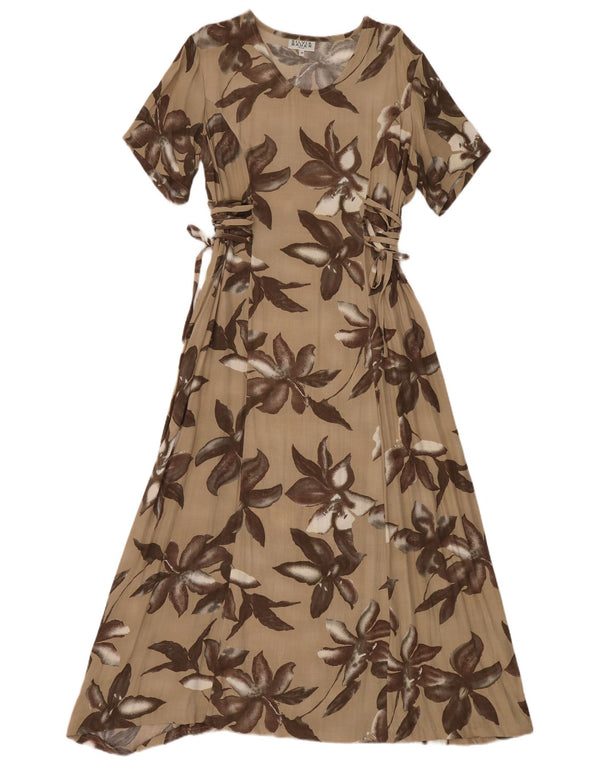 Silvia Bauer Womens Relaxed Fit Maxi Dress IT 50 XL Beige Floral Bohemian