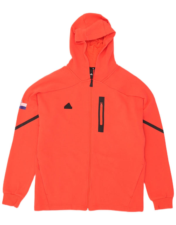 Adidas Mens Graphic Zip Hoodie Sweater XL Red Cotton