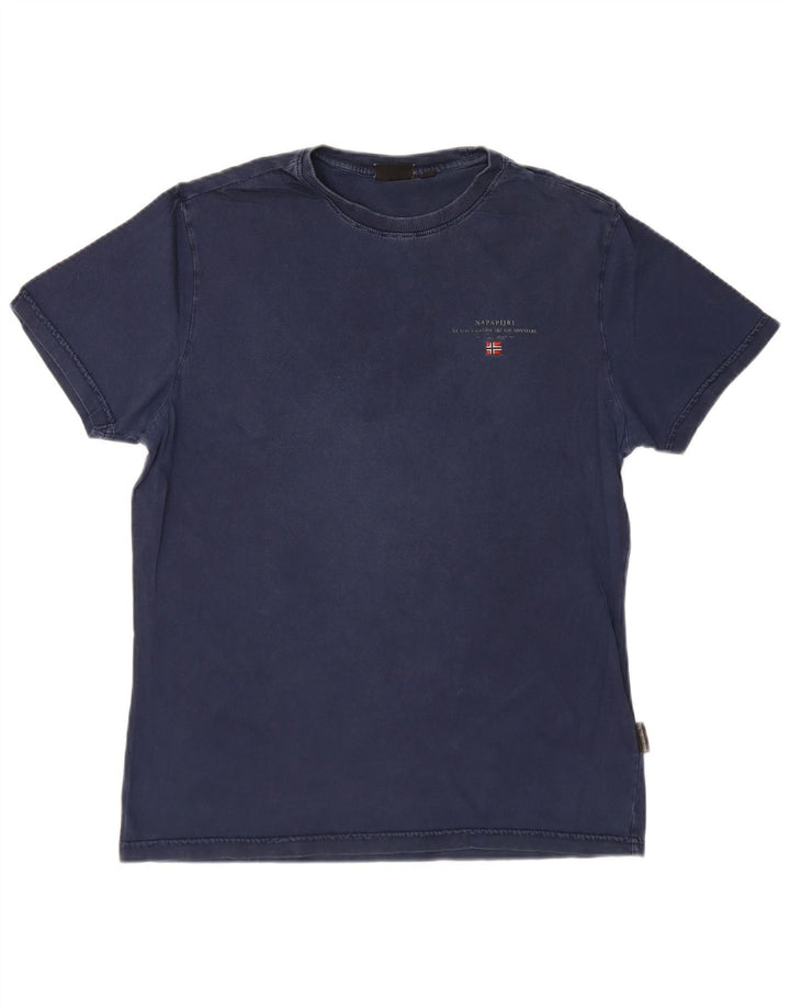 Napapijri Mens T-Shirt Top Large Navy Blue Cotton