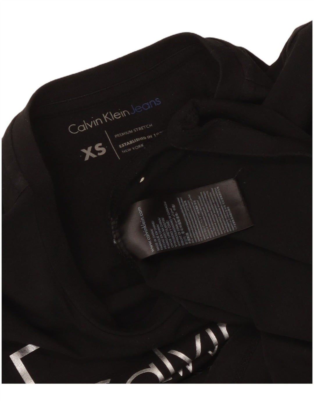 CALVIN KLEIN JEANS Womens Graphic T-Shirt Top UK 6 XS Black Cotton