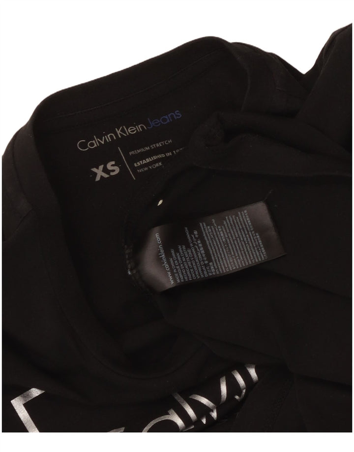 CALVIN KLEIN JEANS Womens Graphic T-Shirt Top UK 6 XS Black Cotton