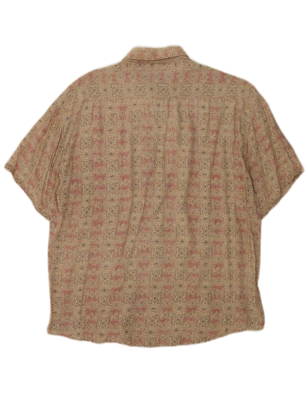 Tipo' S Mens Short Sleeve Shirt Medium Beige Geometric Rayon