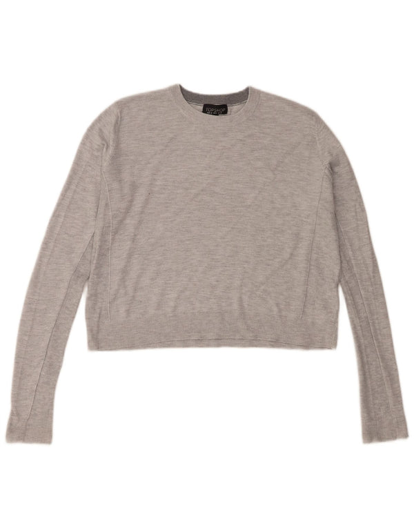 Topshop Womens Oversized Crew Neck Jumper Sweater UK 10 Small Grey
