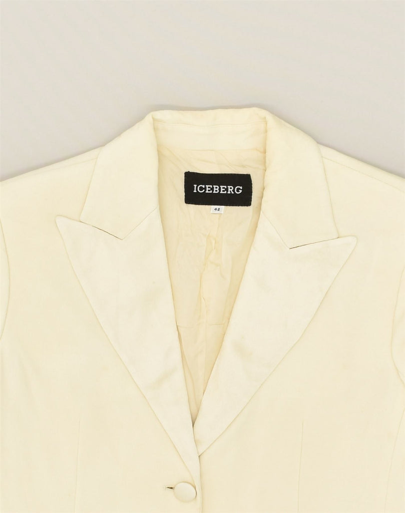 ICEBERG Womens 3 Button Blazer Jacket IT 42 Medium Off White Acetate | Vintage Iceberg | Thrift | Second-Hand Iceberg | Used Clothing | Messina Hembry 